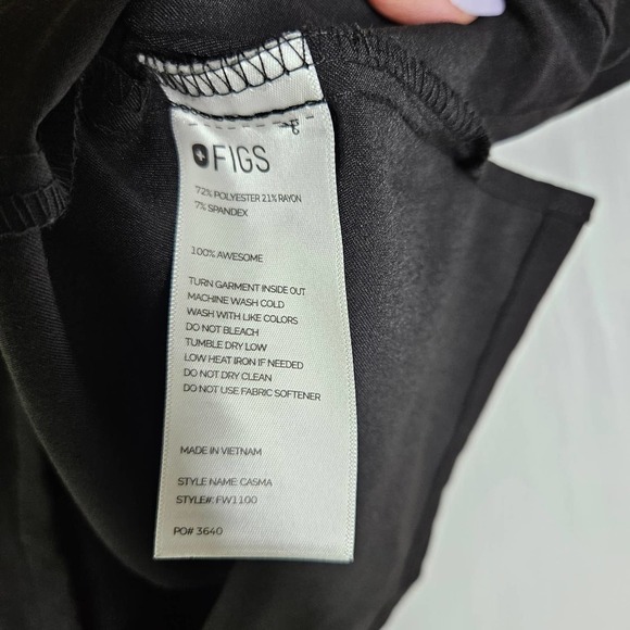 Figs Casma 3 Pocket Scrub Top XL Short Sleeve Black - Picture 6 of 6